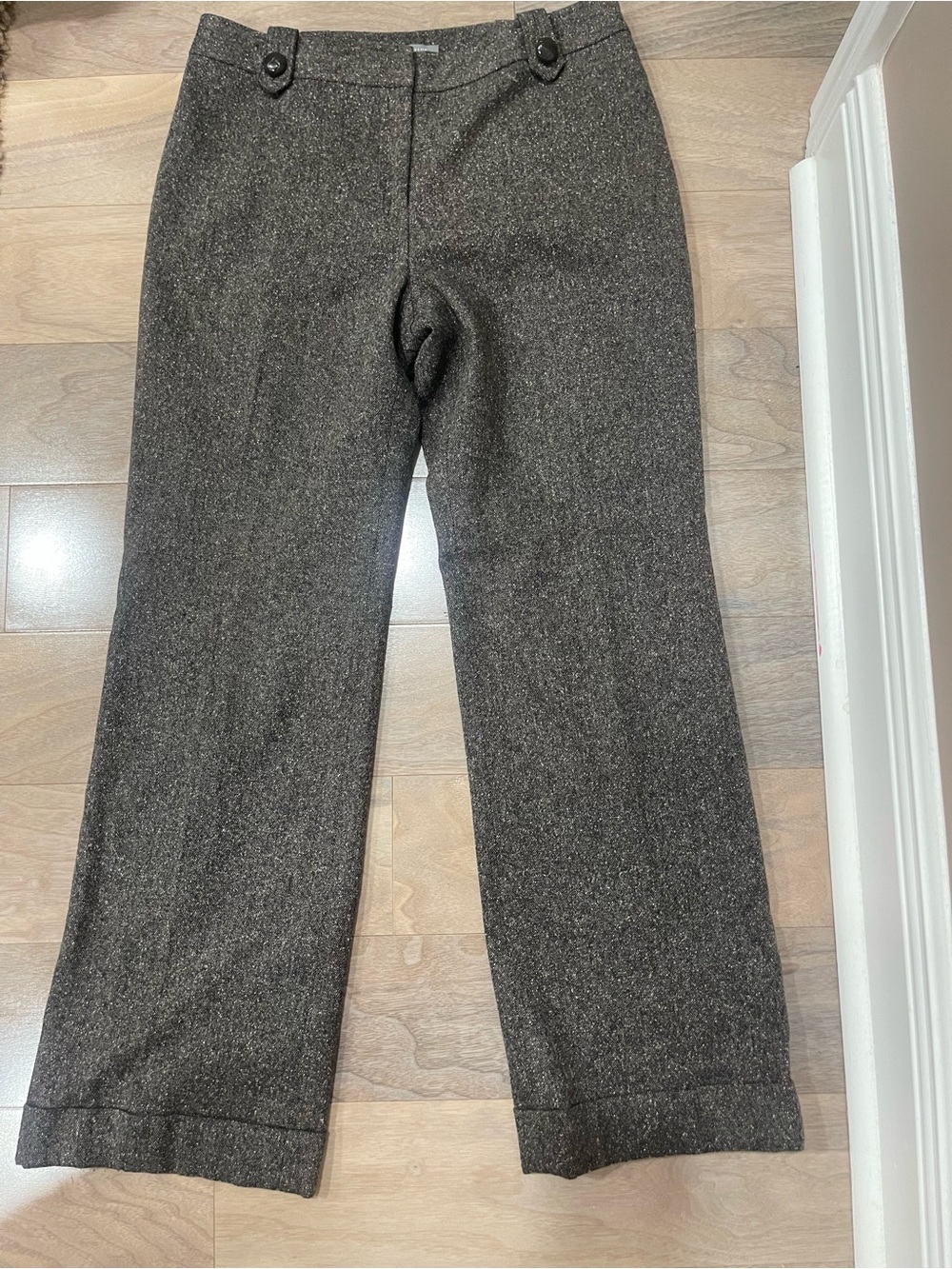 Ann Taylor Brown Wide-Leg Tweed Dress Pants